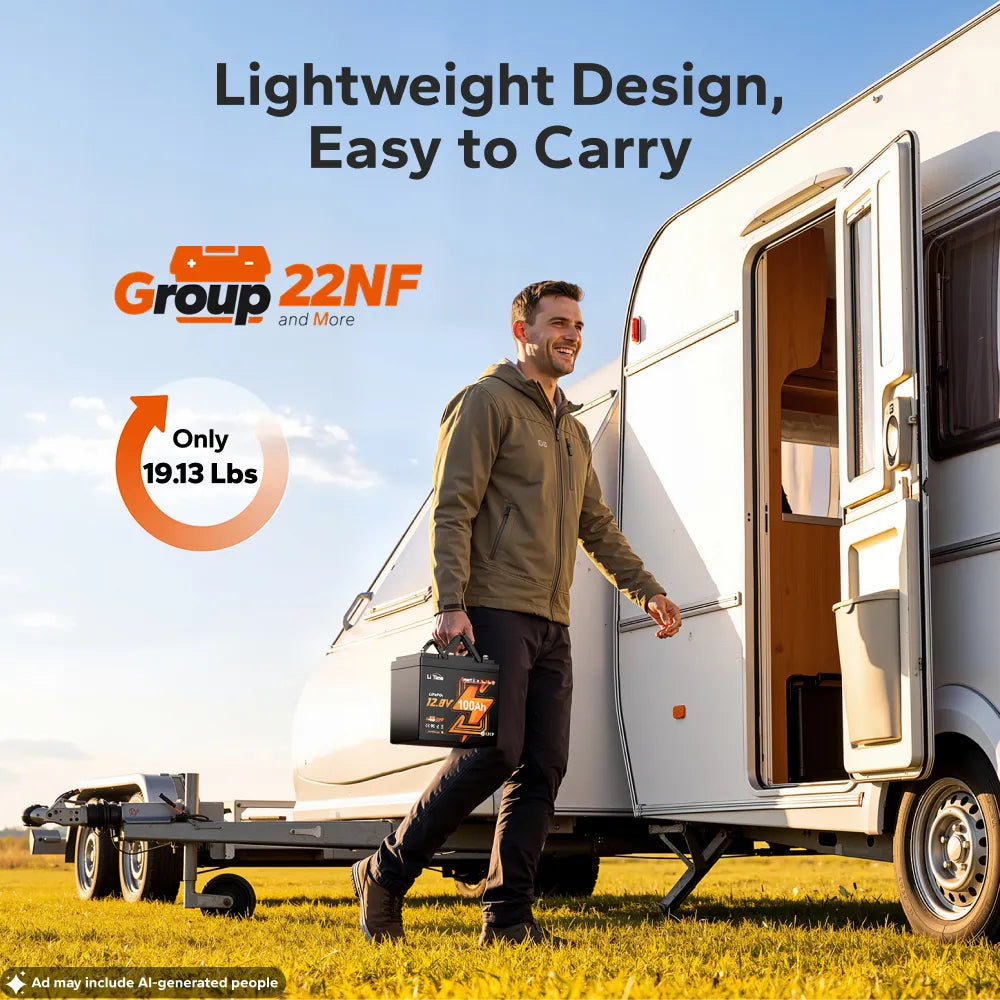 Batería LiTime 12V de 100Ah LiFePo4 Xtra-Mini Smart
