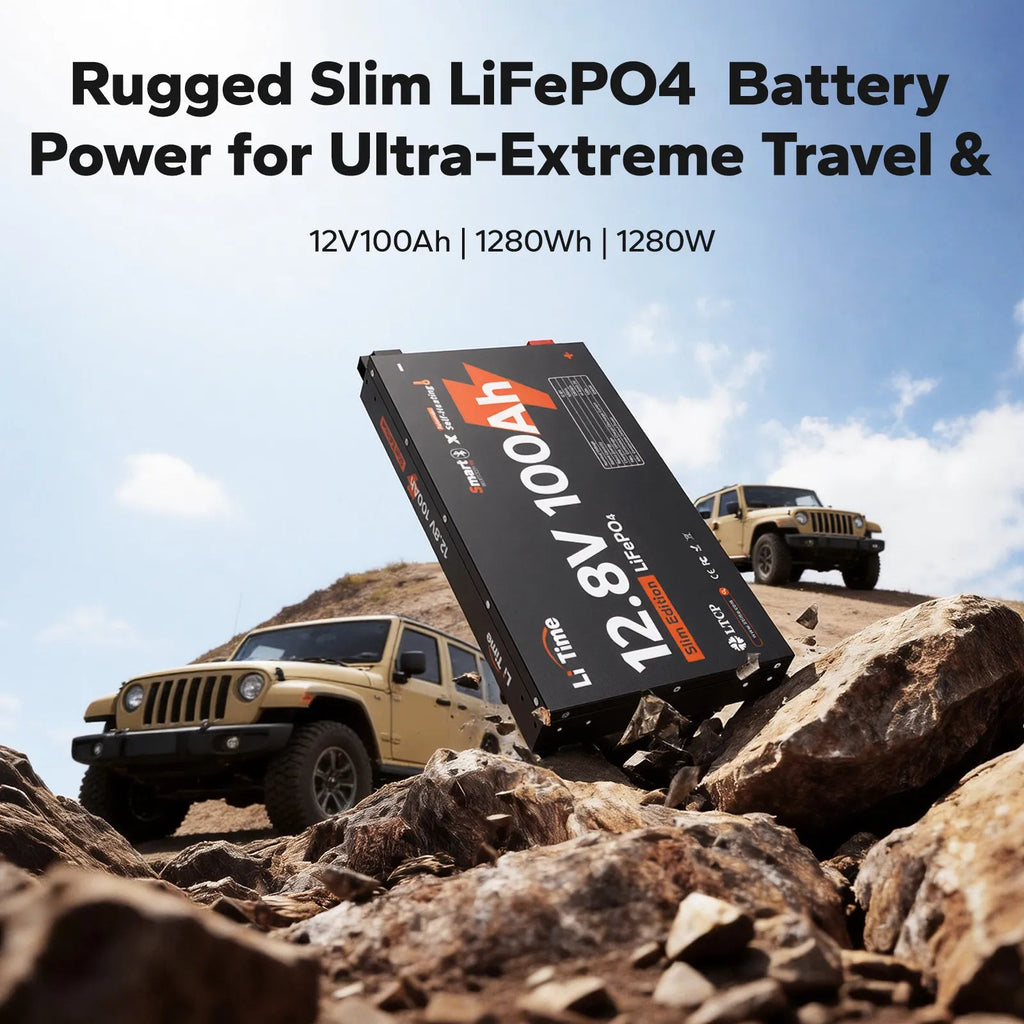 Batería LiTime 12V de 100Ah LiFePo4 Ultra Slim Montable