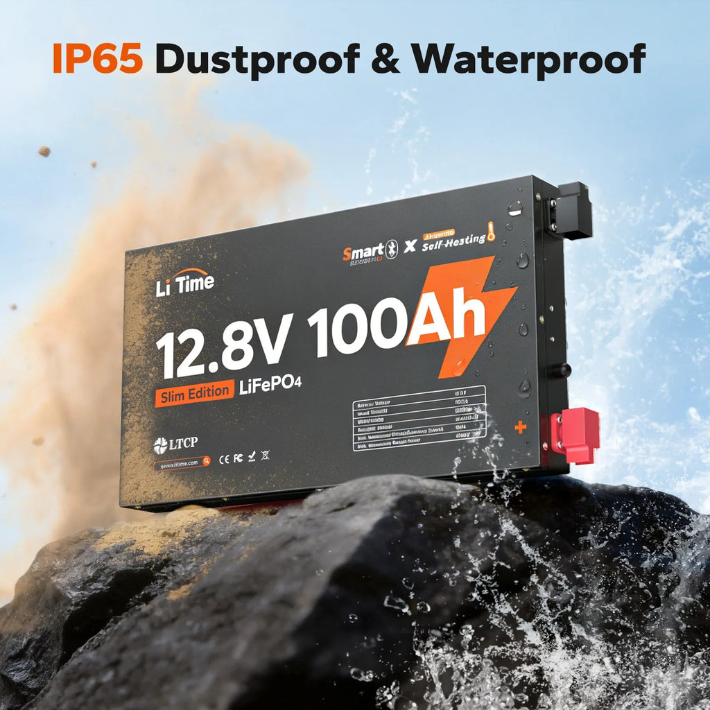 Batería LiTime 12V de 100Ah LiFePo4 Ultra Slim Montable