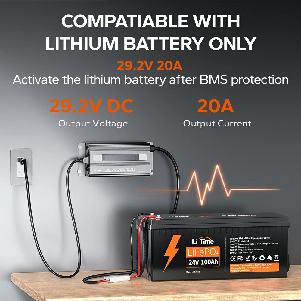 Cargador de Batería LiFePO4 de 24V en 20Ah
