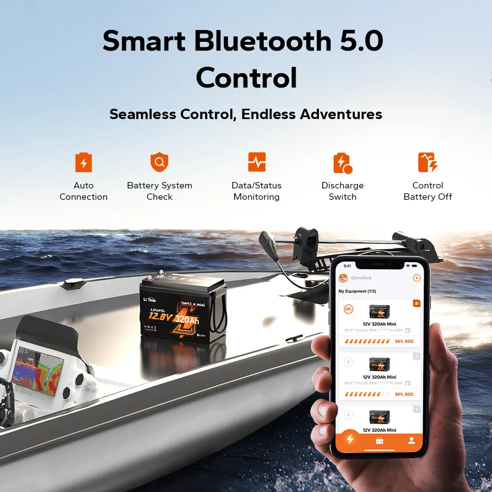 Batería LiTime 12V de 320Ah LiFePo4 Mini Smart
