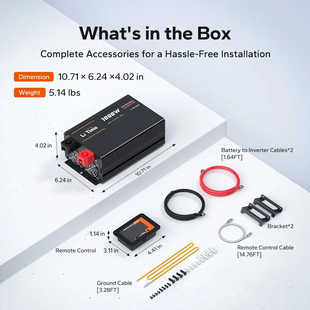 Inversor de 1000W en 12V Pure Sine Wave