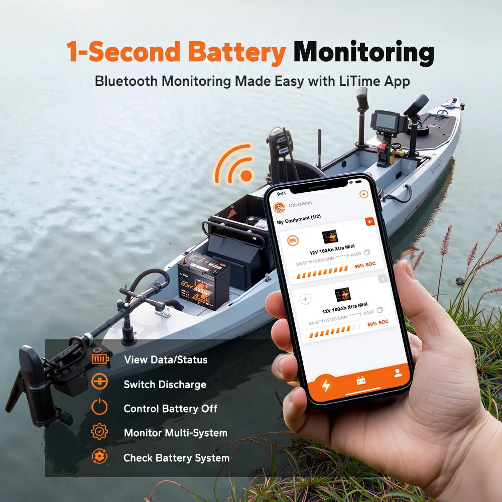 Batería LiTime 12V de 100Ah LiFePo4 Xtra-Mini Smart