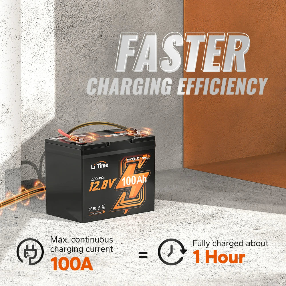 Batería LiTime 12V de 100Ah LiFePo4 Smart