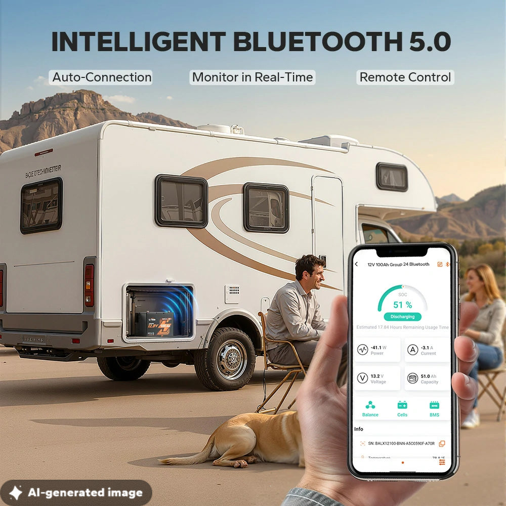 Batería LiTime 12V de 100Ah LiFePo4 Smart