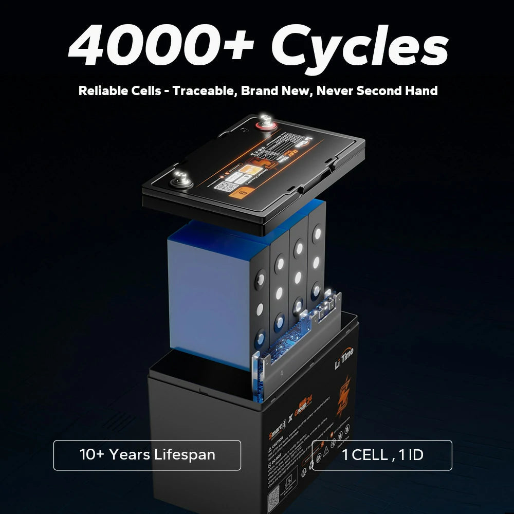 Batería LiTime 12V de 100Ah LiFePo4 Smart