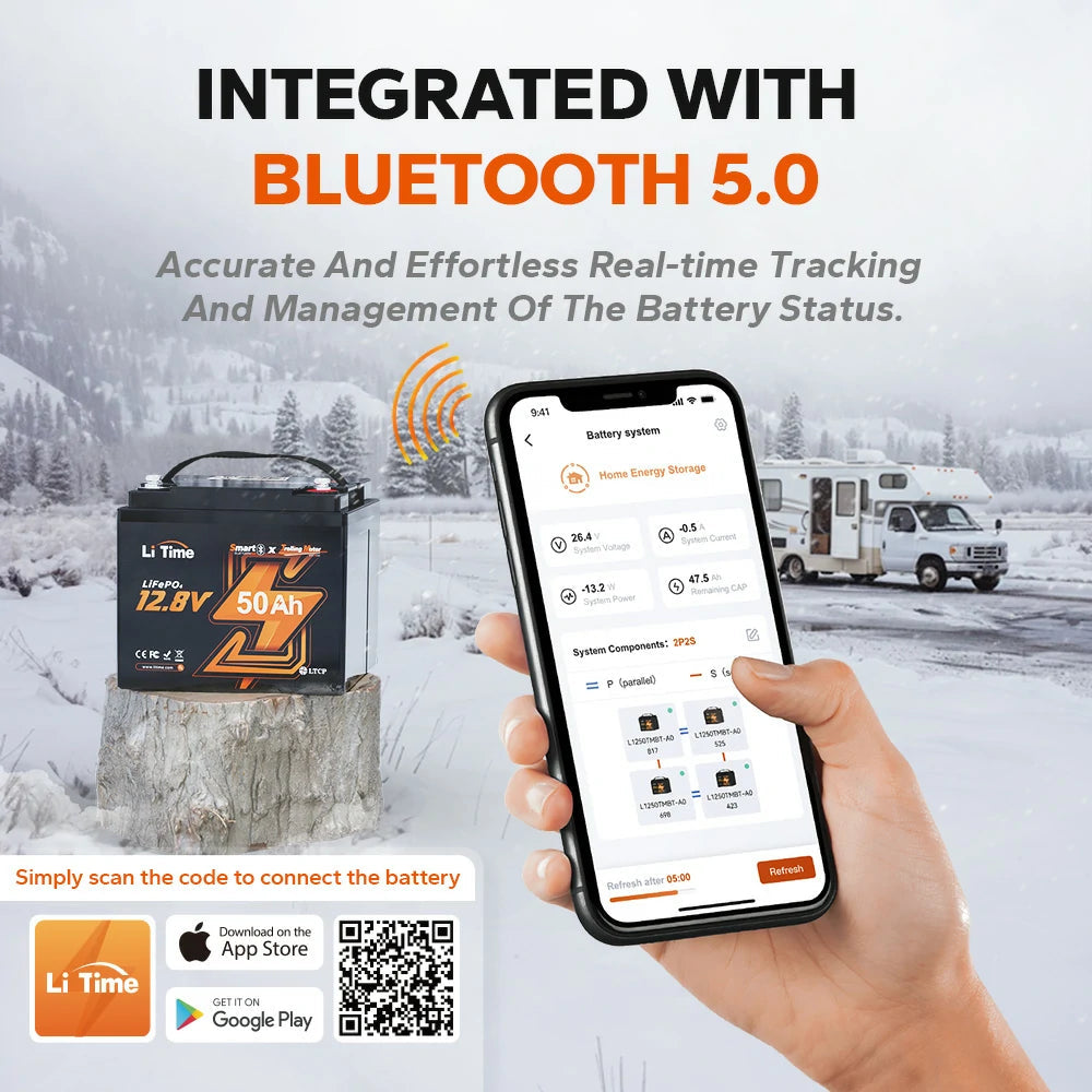 Batería LiTime 12V de 50Ah LiFePo4 Smart
