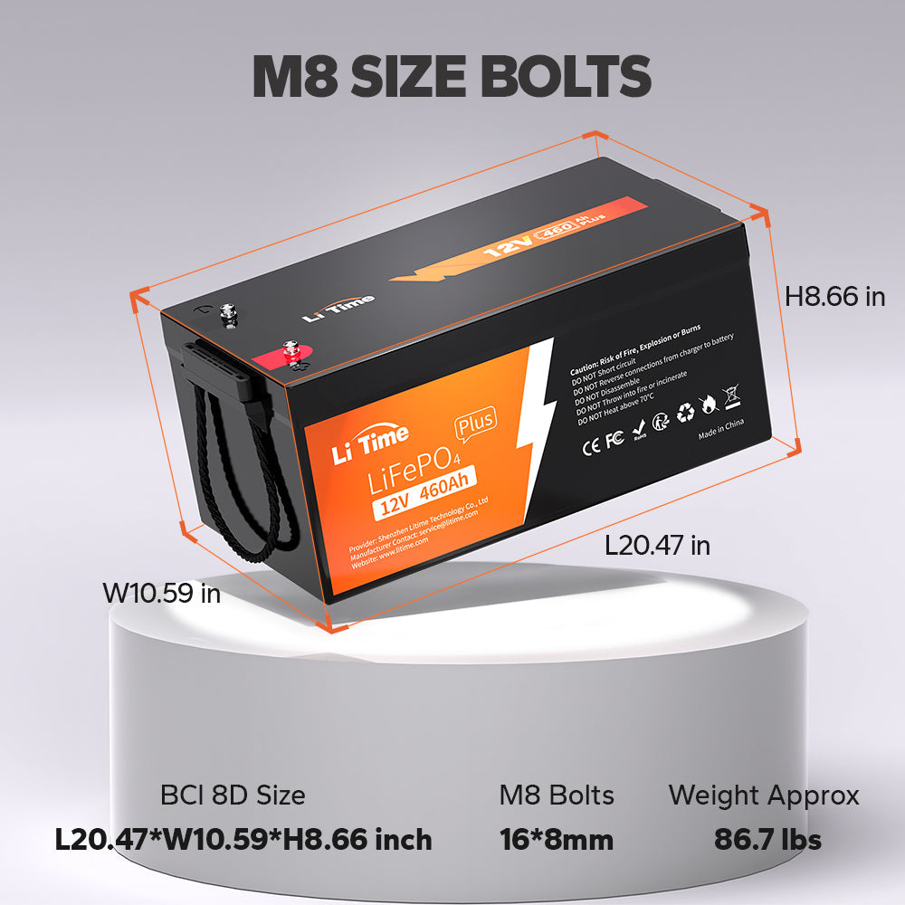 Batería LiTime 12V de 460Ah LiFePo4 para Camper, Remolque, Hogar