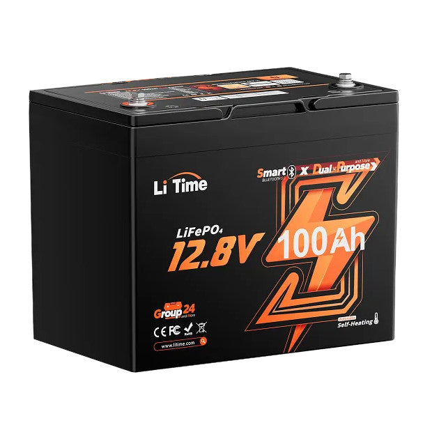 Batería LiTime 12V de 100Ah LiFePo4 - Doble Propósito Smart